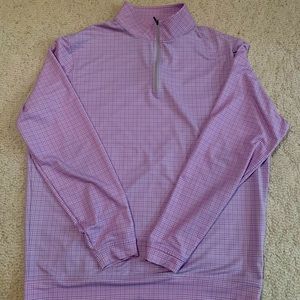 Peter Millar Crown Sport Q-Zip Pullover, Lavender Plaid, Men’s Large.